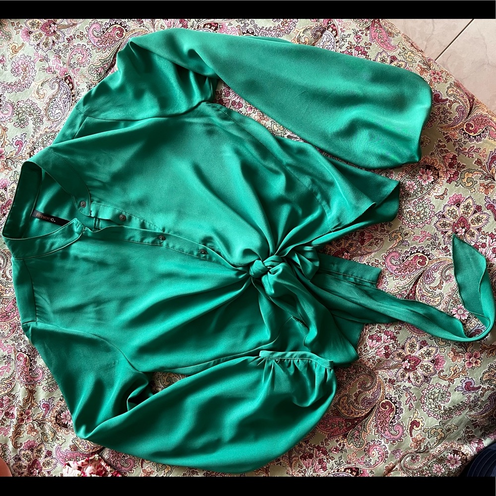 Flowy Button Down Blouse With Bottom Tie! - image 1